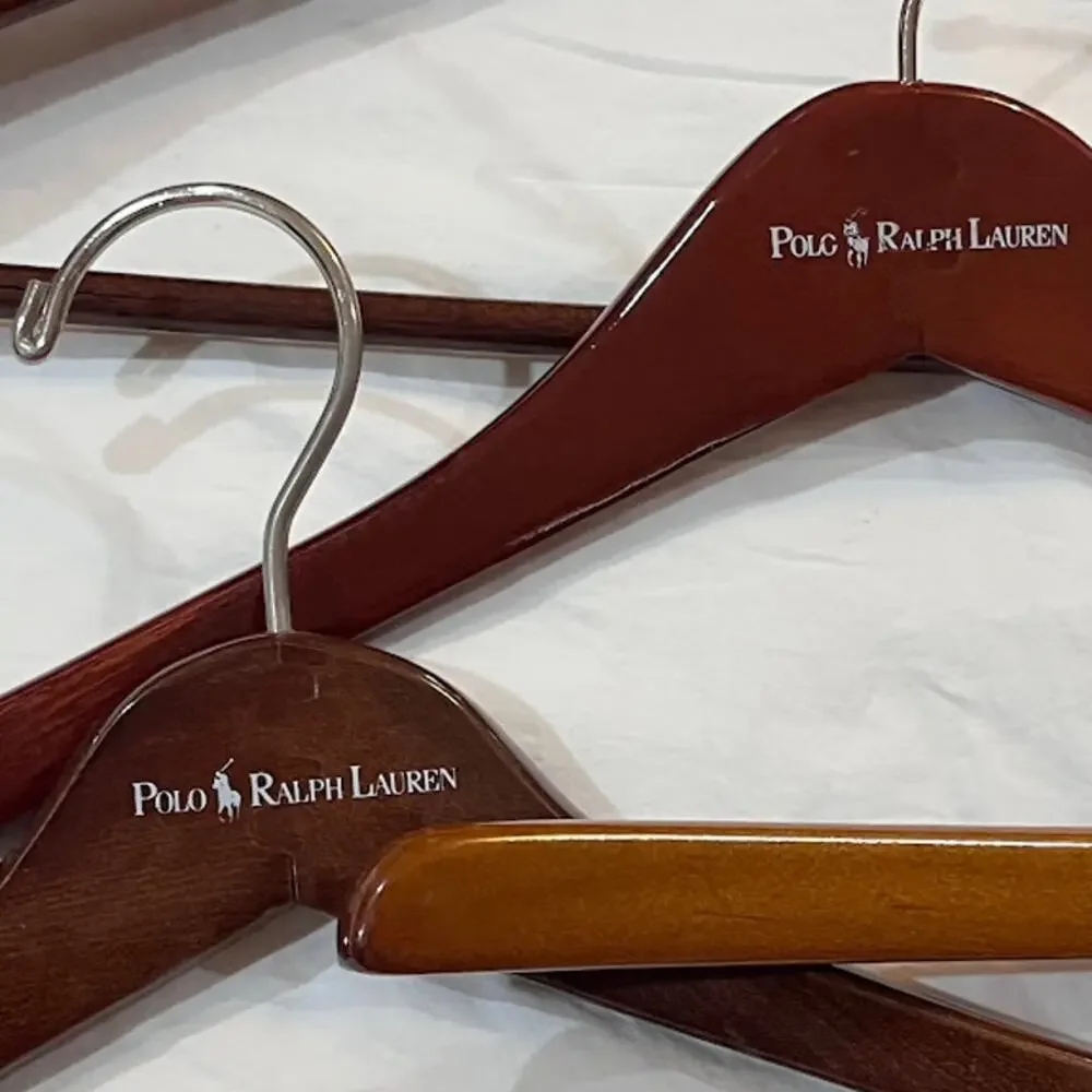 Vintage Polo Ralph Lauren Wood Hangers Set of 5 (2 Suit & 3 Shirt) 17.25